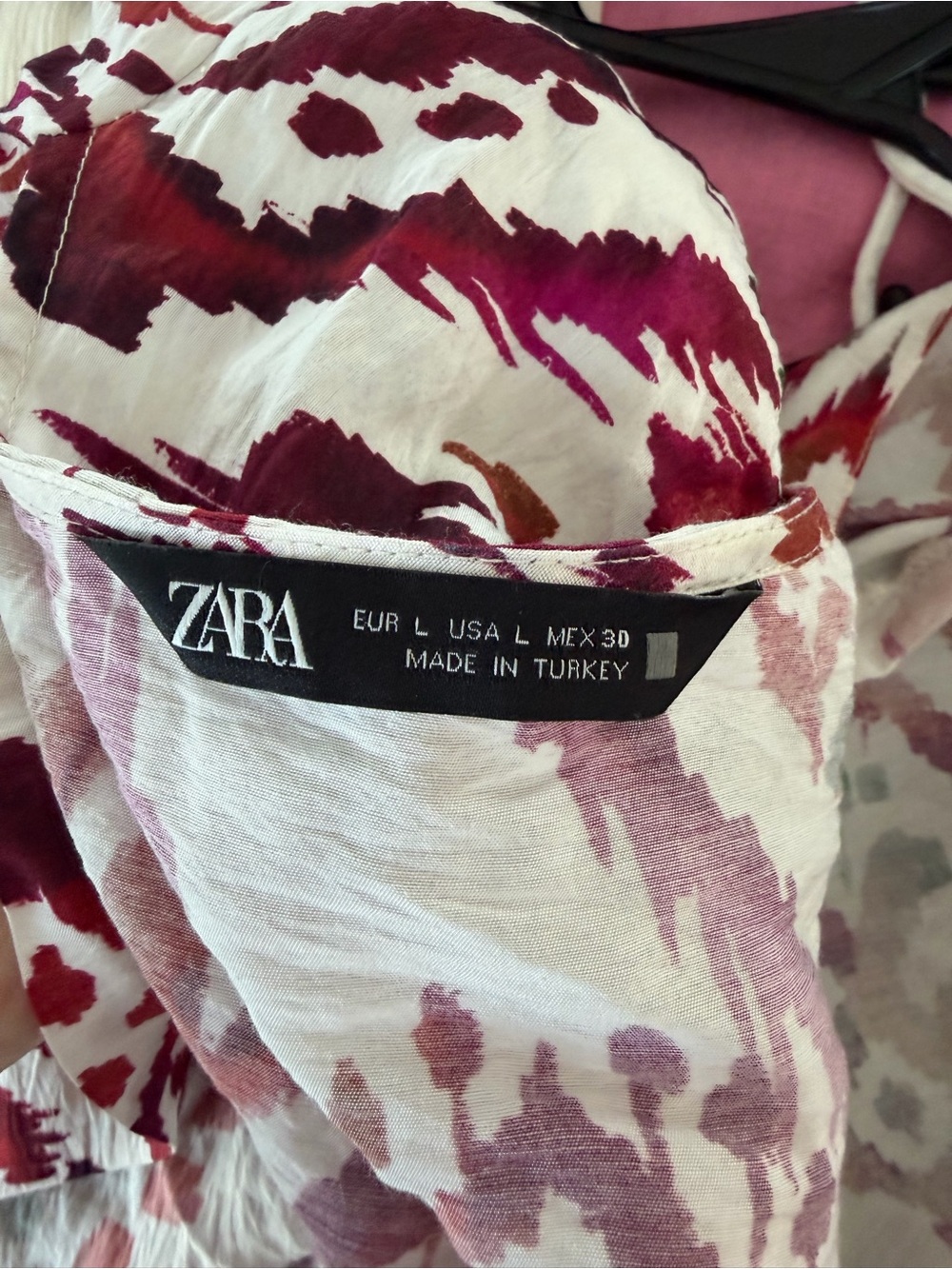 Zara Multi Pink Tie-Front V-Neck Blouse - Picture 4 of 4